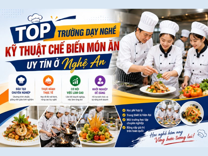 trường dạy nghề chế biến món ăn tại nghệ an